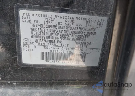 2013 Nissan Sentra S z USA, uszkodzony, nr VIN 3N1AB7AP4DL611955